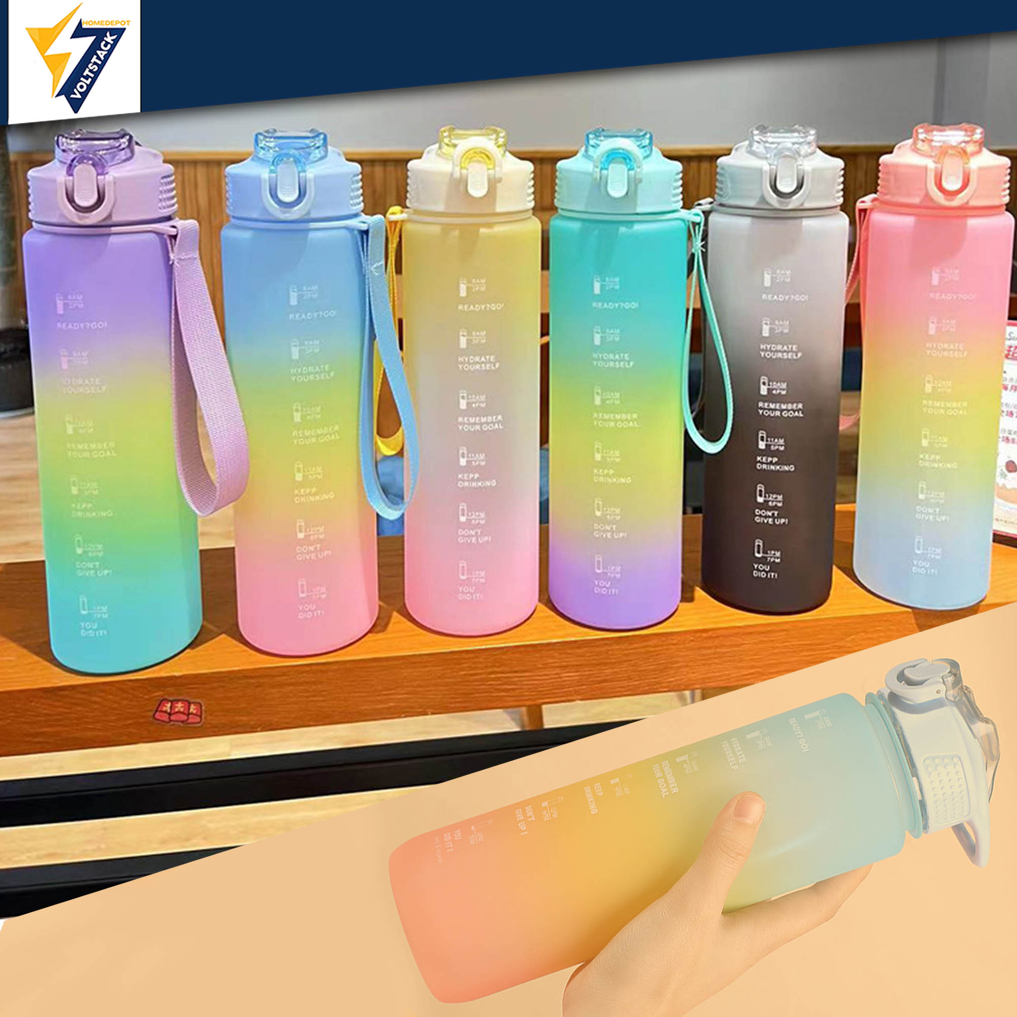 1pc Sporty Gradient Matte Plastic Water Bottle Portable Space Cup