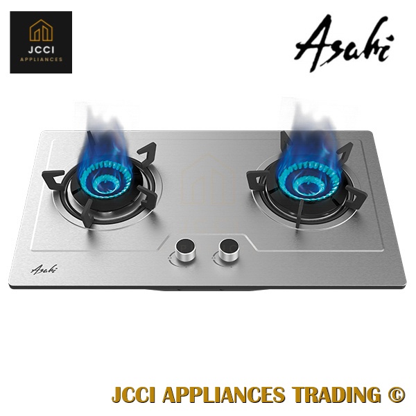 Asahi HB 1001 Gas Stove Double Burner Gas Hob Cooktop Stainless Steel Blue Whirljet Flame