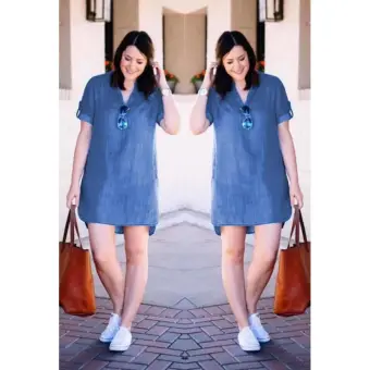 denim dress korean style