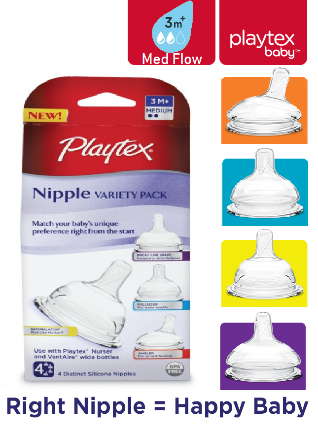 Playtex Ventaire & Nurser Teats  Medium Flow Variety Nipple Set