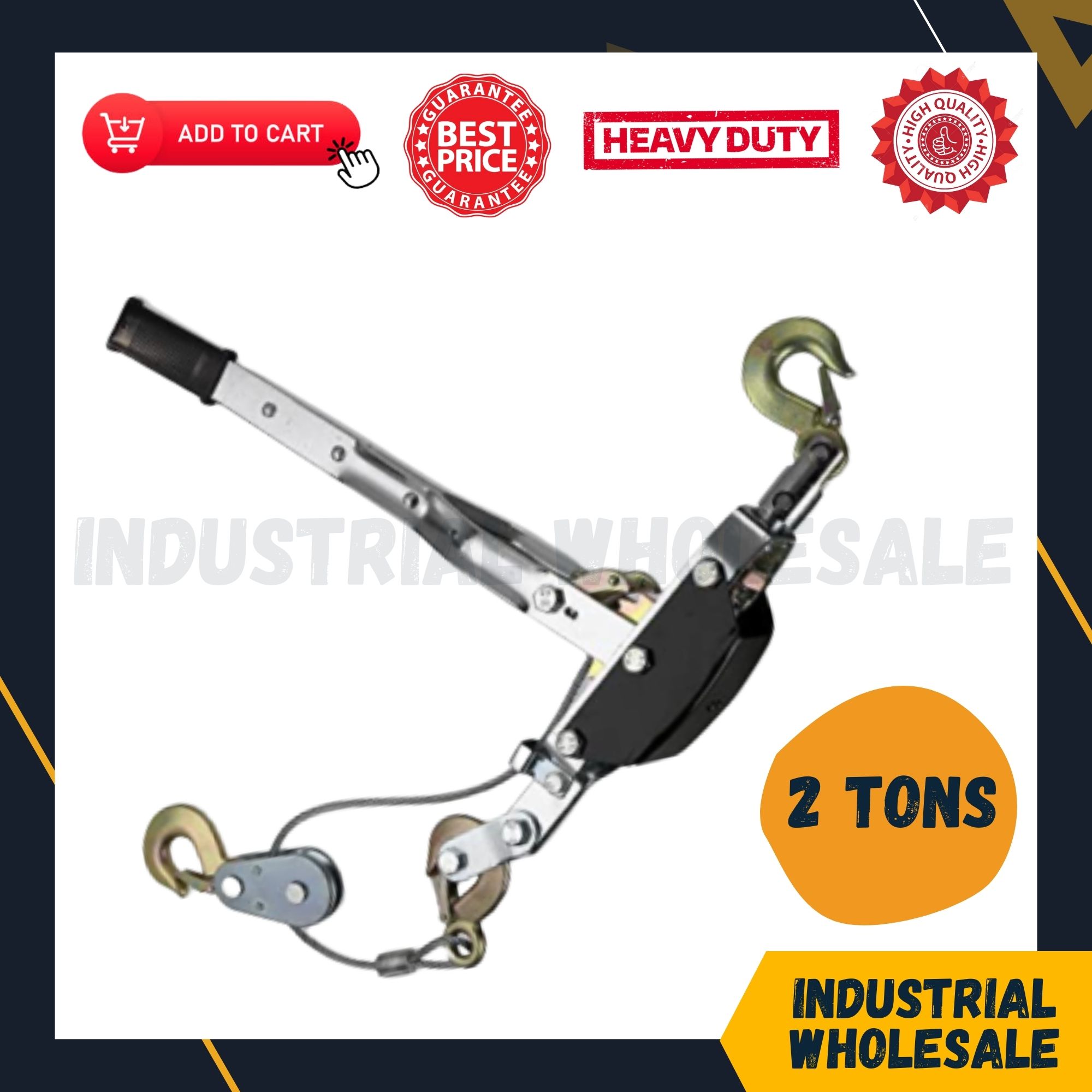 19.7ft.L Ironton 1-Ton Rope Puller with 3 Hooks 