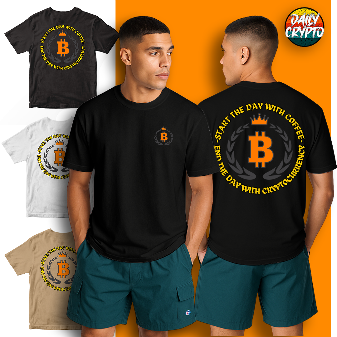 Bitcoin Crypto currency Start the day with coffee end the day with  Cryptocurrency Daily Crypto tshirt black white cotton roundneck for men and  women trade COD Casual Cotton Short Sleeve - Lazada |