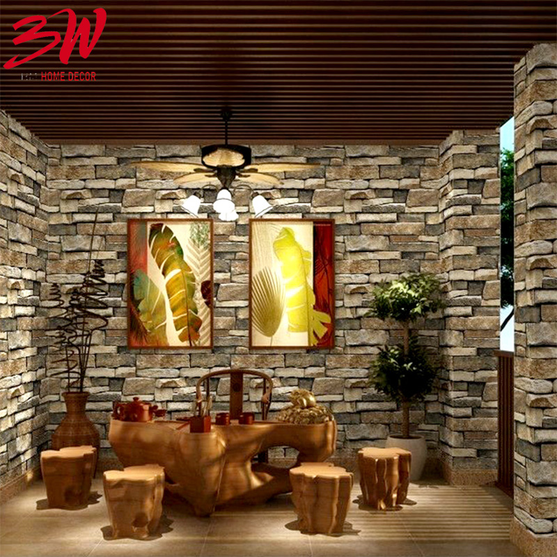 HM wallpaper 3d stone bricks 10 meters by 45cm wallpaper decor stickers  materials with high quality PVC wallpaper waterproof decor 3D Wallpaper  sticker room design bedroom design for wall | Lazada PH