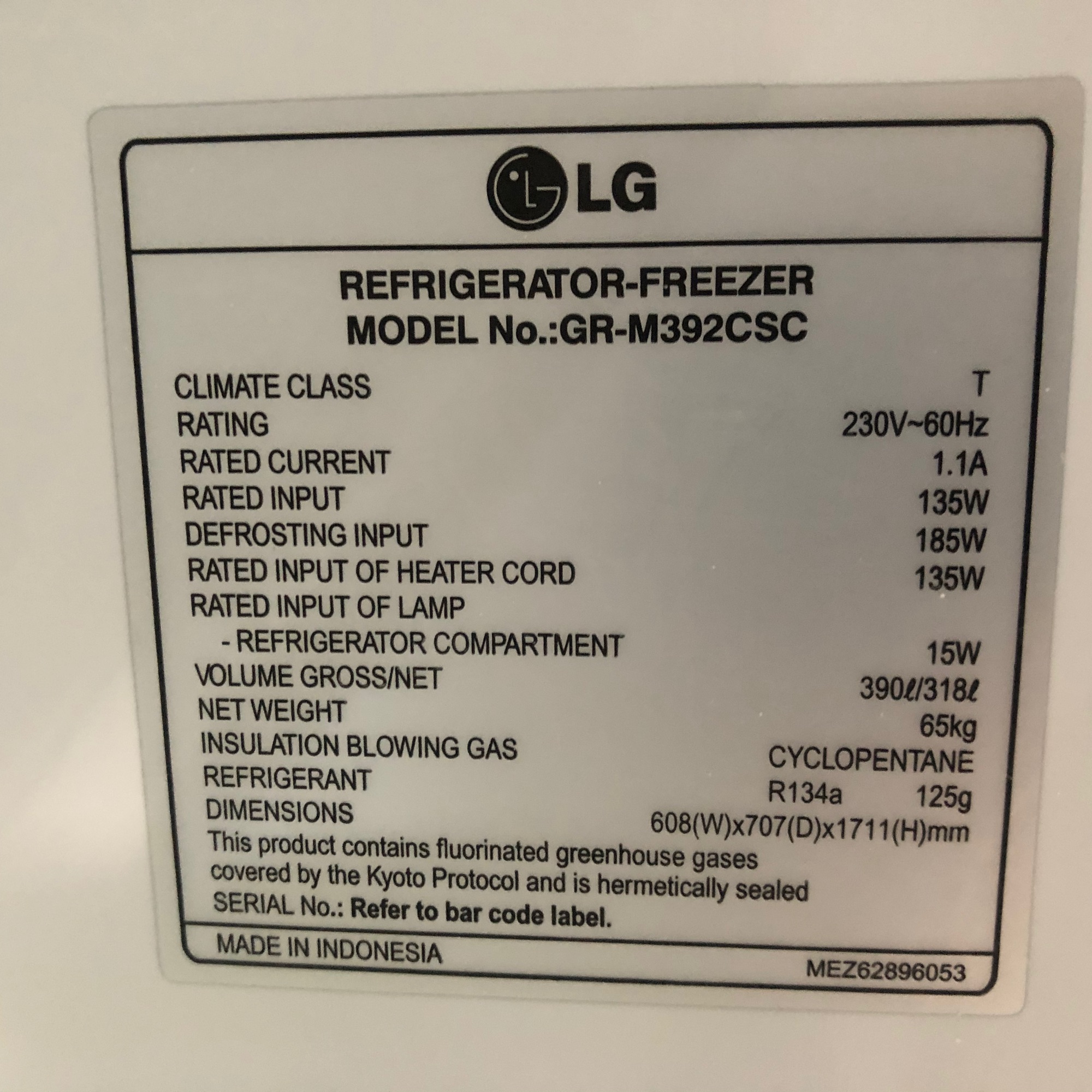 lg gr m392csc ref freezer