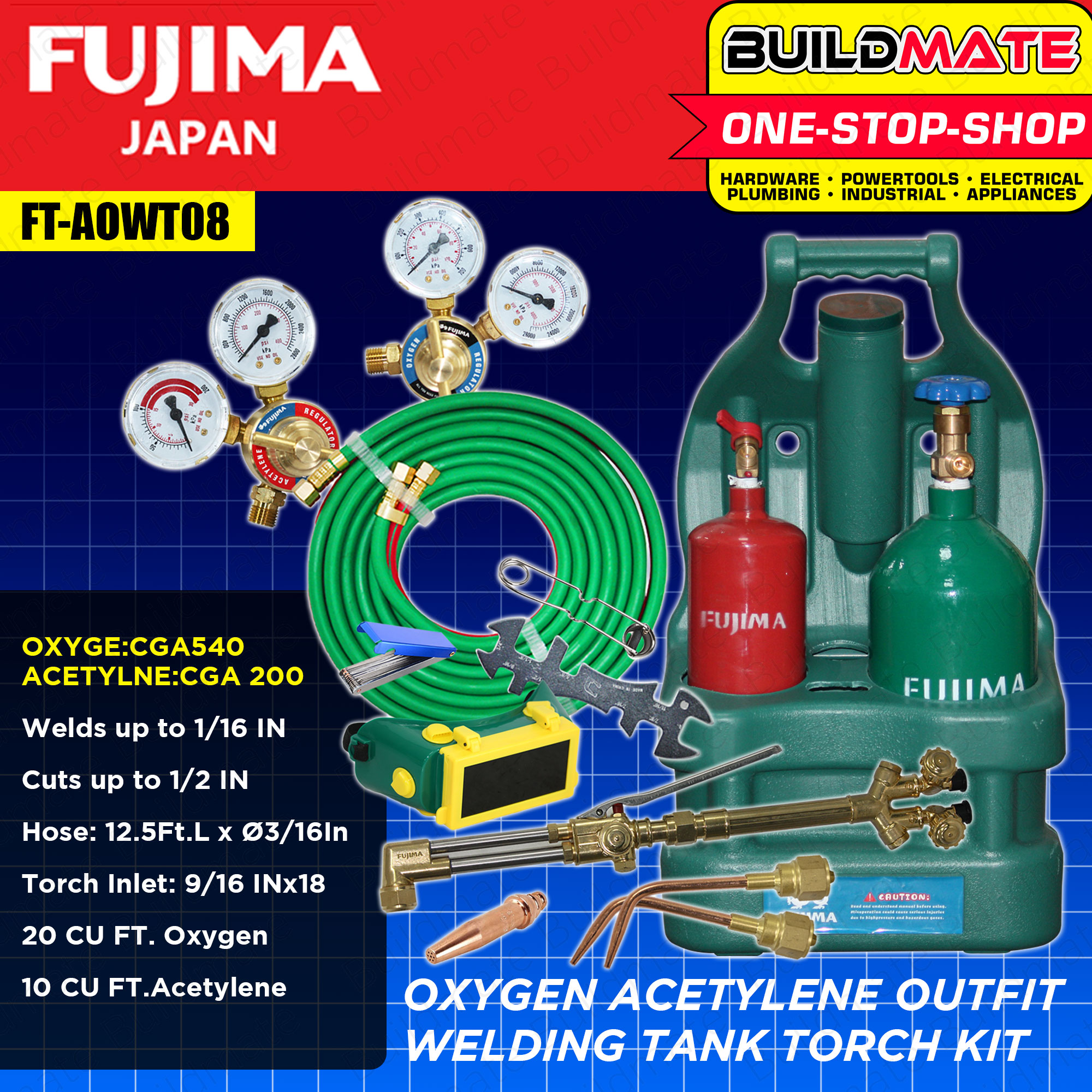 Fujima Japan Oxygen Acetylene Outfit Welding Tank Torch Kit Ft-aowt08 