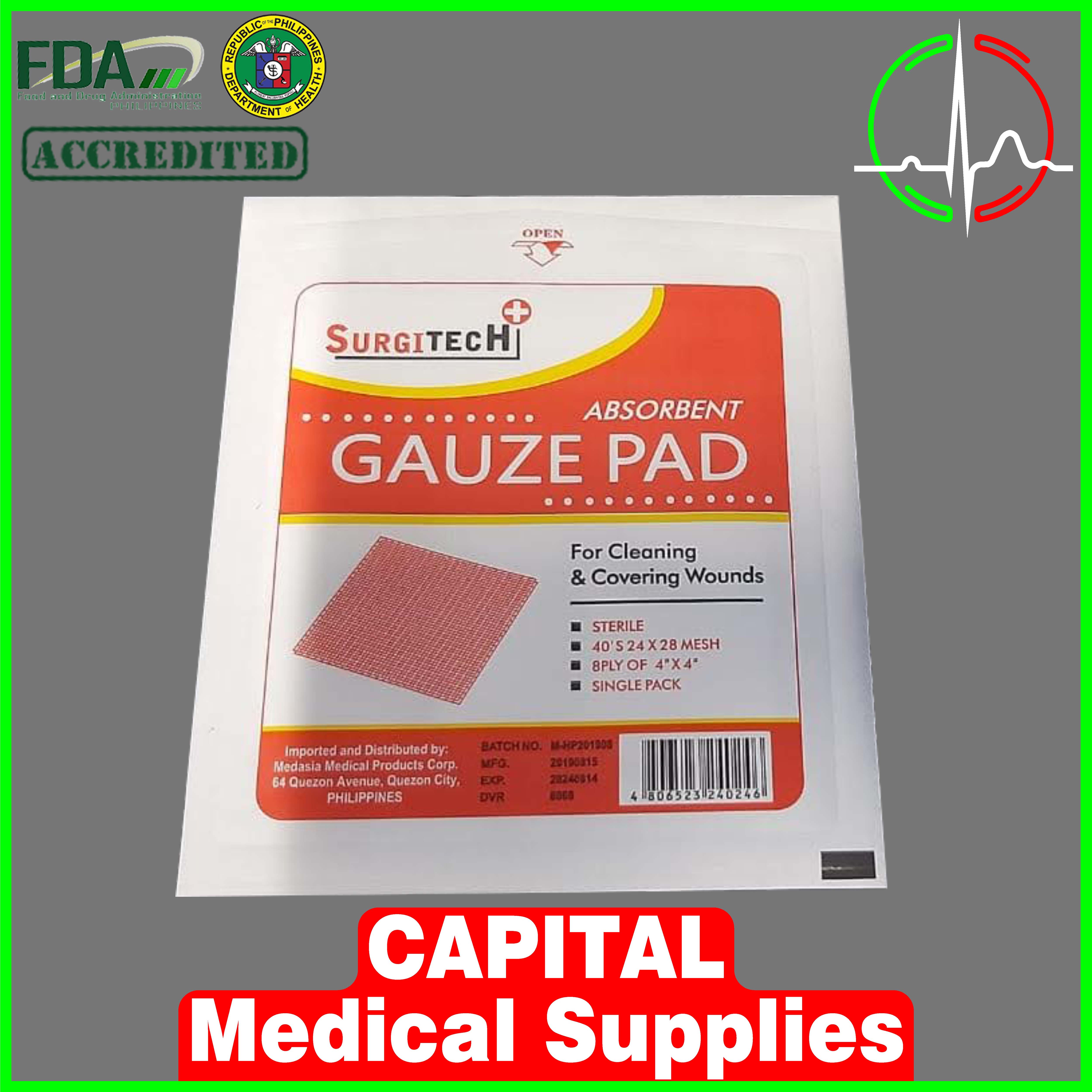 Absorbent Gauze Pad , Sterile , 4" x 4" 24 x 28 Mesh ,100 Packs/Box