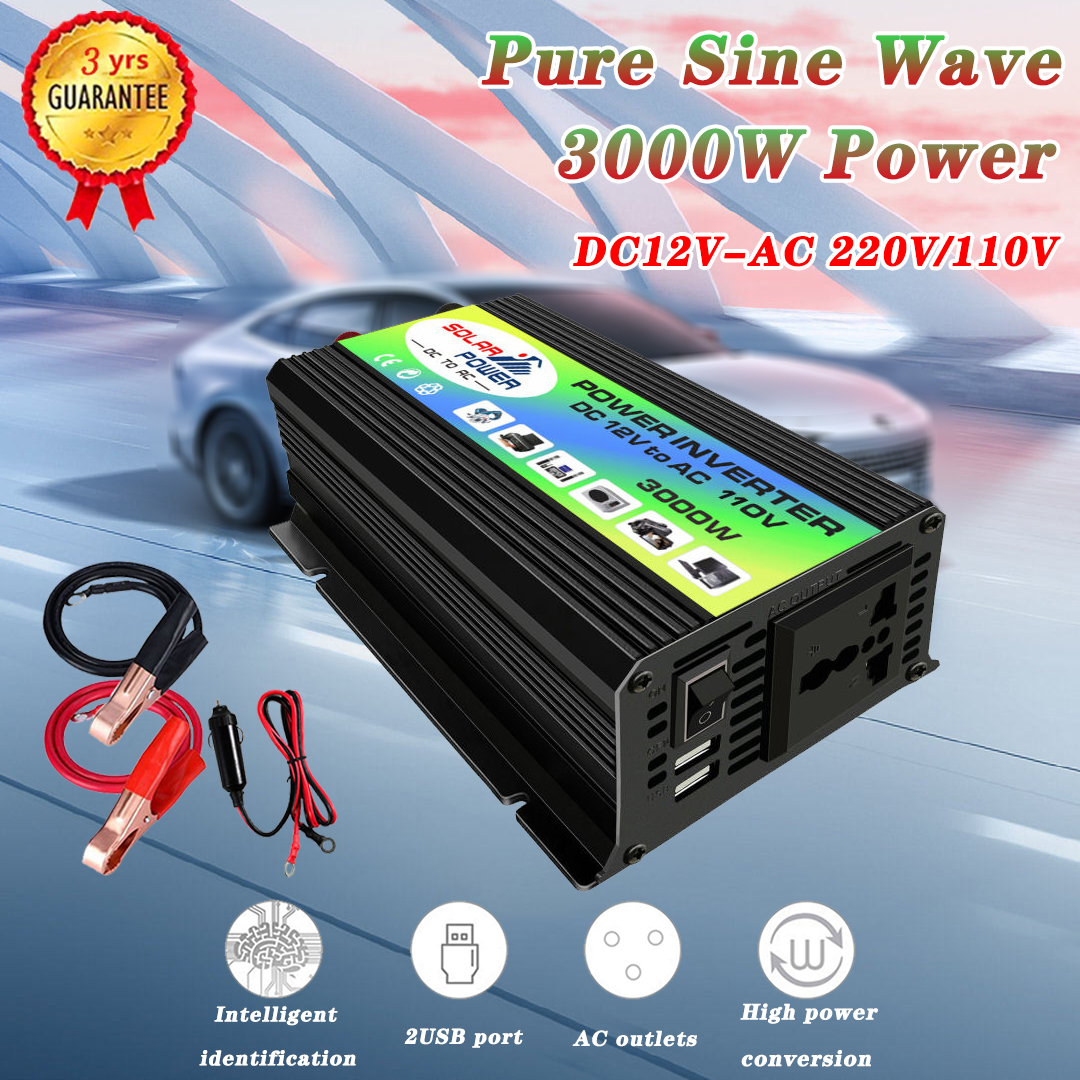 3000W Solar Power Inverter Pure Sine Wave DC 12V to AC 220V/110V ...