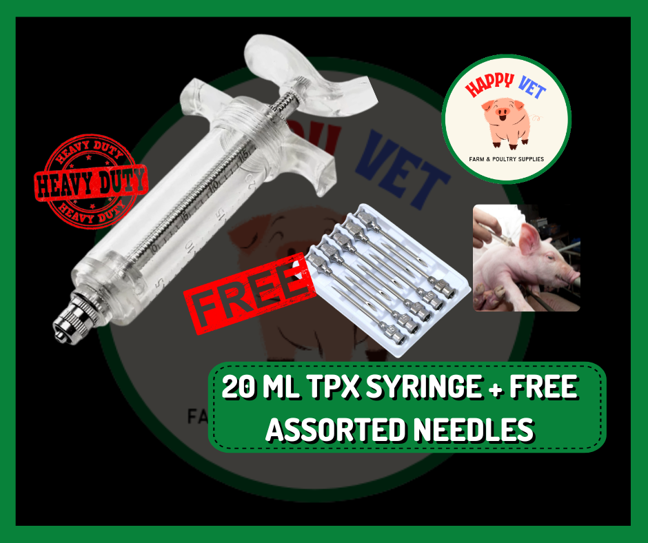 20 ml Heavy Duty TPX Veterinary Syringe + 12pcs assorted needles