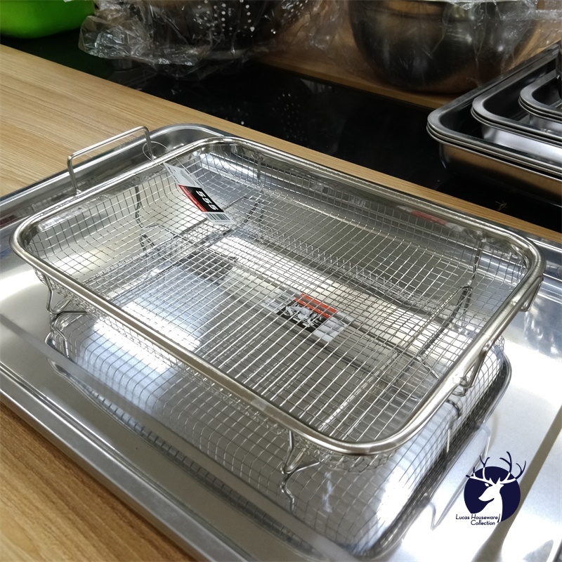 Stainless Steel Mesh Tray Oven Tray Oil Drain Cooking Food Baking Grilled  Cooling Rack 555 BRAND Baking Pan