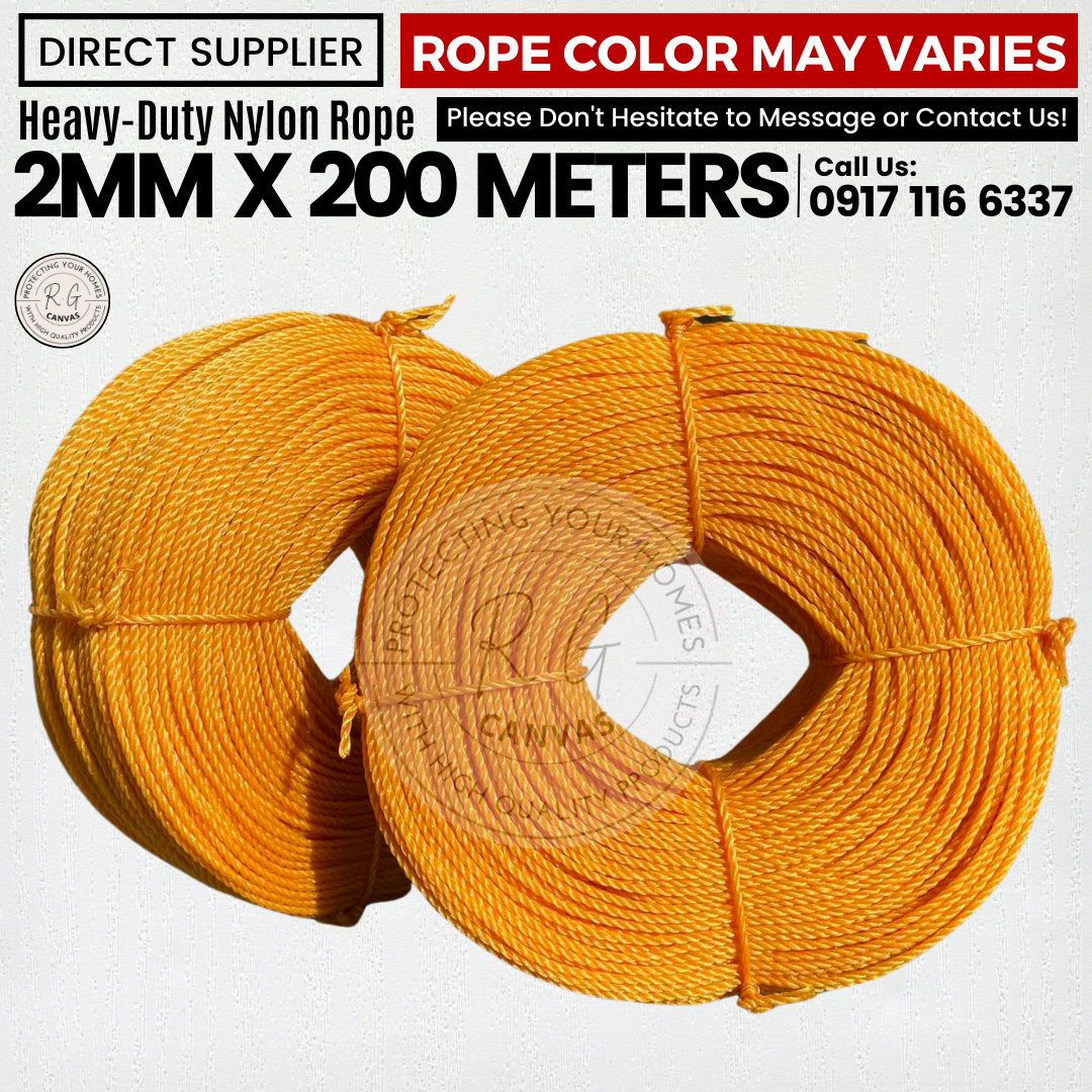 NYLON ROPE 2MM x 200 meters 1 ROLL - HEAVY DUTY / DURABLE / HIGH QUALITY /  BOAT FENDER ROPE FOR TRAPAL LONA TOLDA