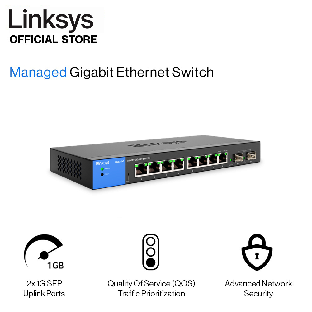 8-Port Managed Gigabit Ethernet Switch with 2 1G SFP Uplinks TAA Compliant  LGS310C