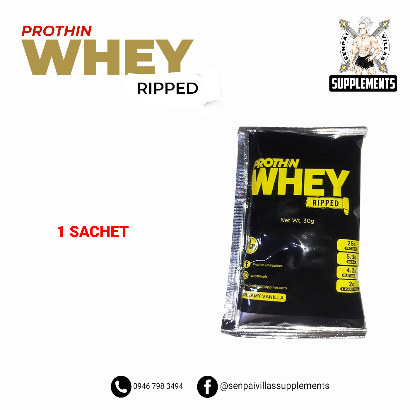 Prothn PROTHIN WHEY RIPPED CREAMY VANILLA 1 SACHET | Lazada PH