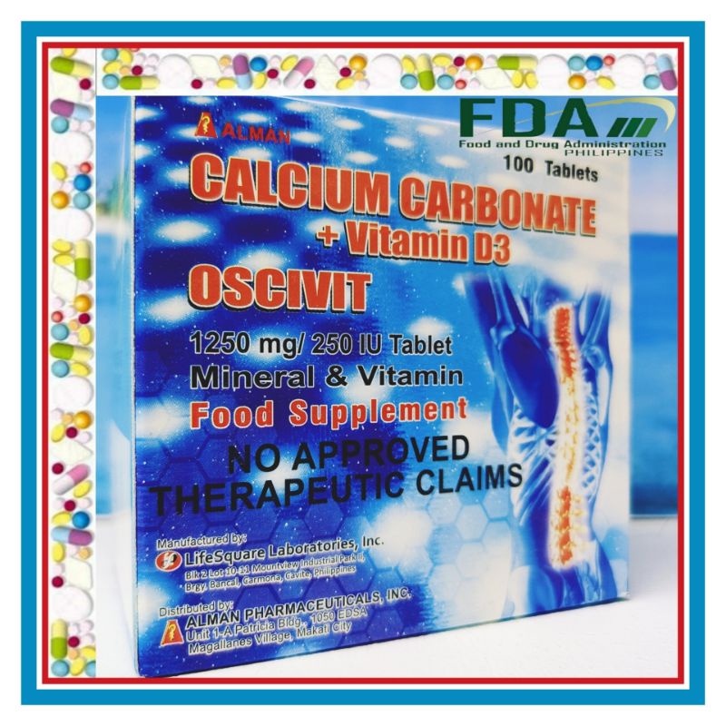 CALCIUM CARBONATE VITAMIN D3 (OSCIVIT) 1250mg / 250IU MINERAL VITAMIN
