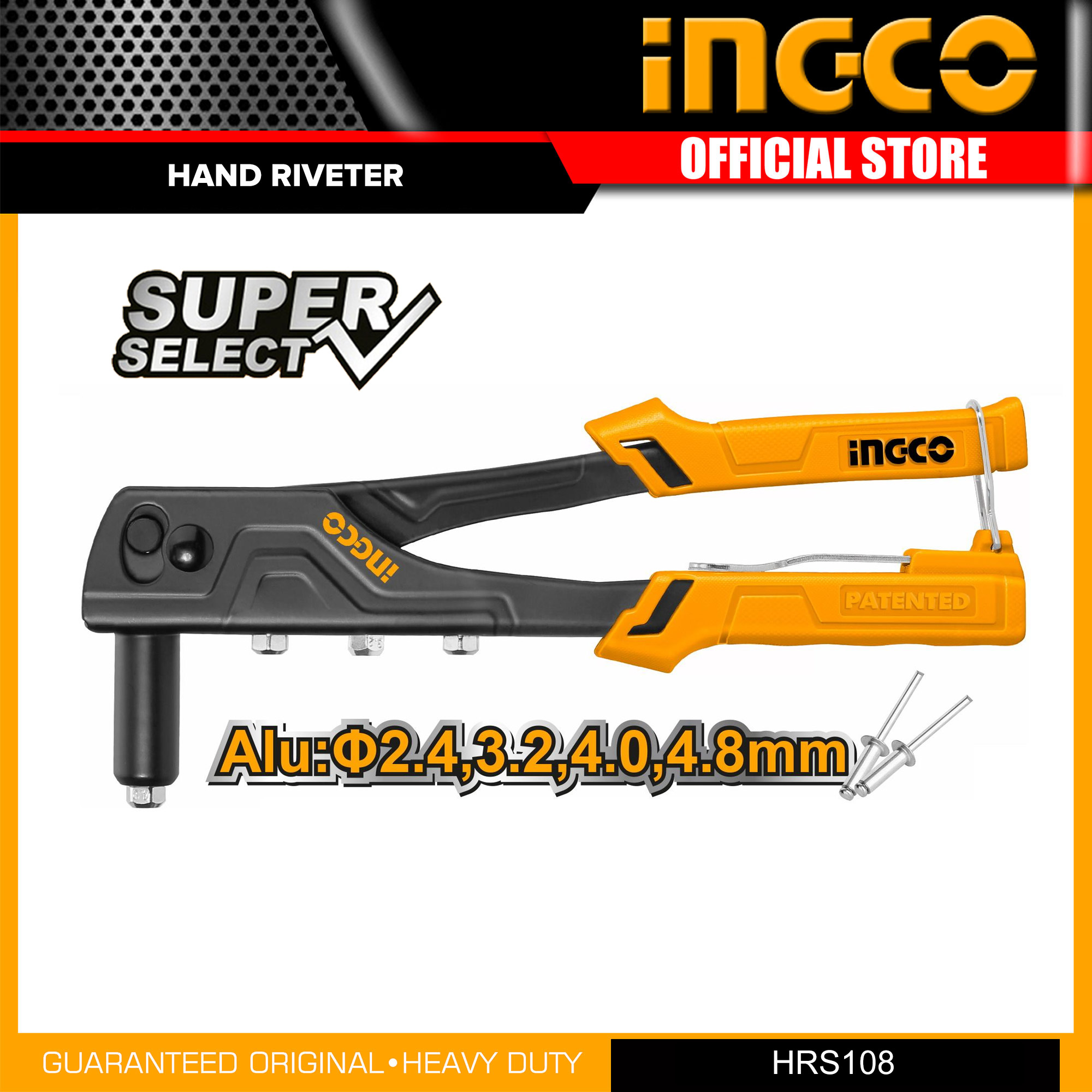 Ingco HRS108 Hand Riveter 10.5" For Installing Blind Rivets Use IHT