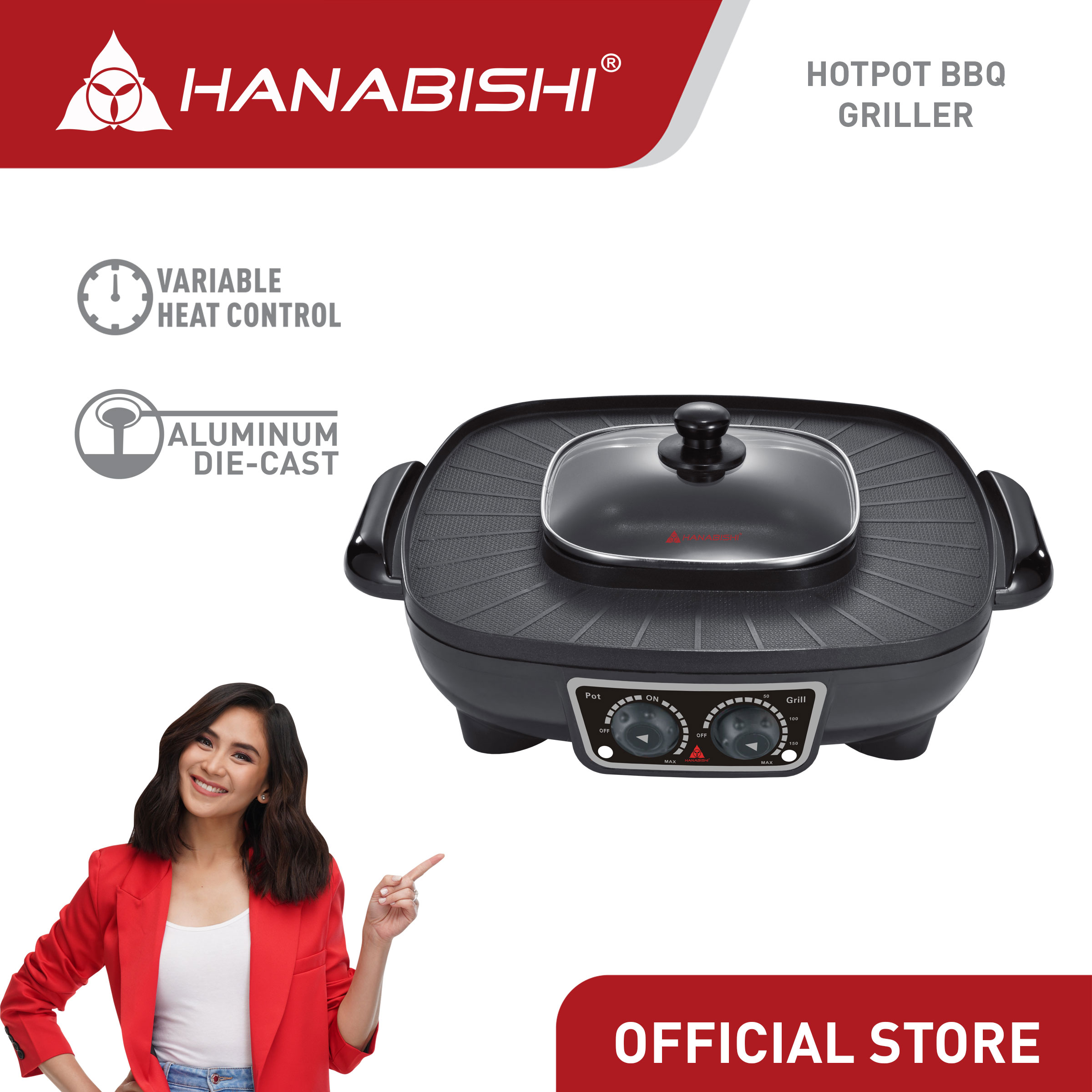 Hanabishi Hotpot BBQ Griller HHOTPOTBBQ100 Lazada PH