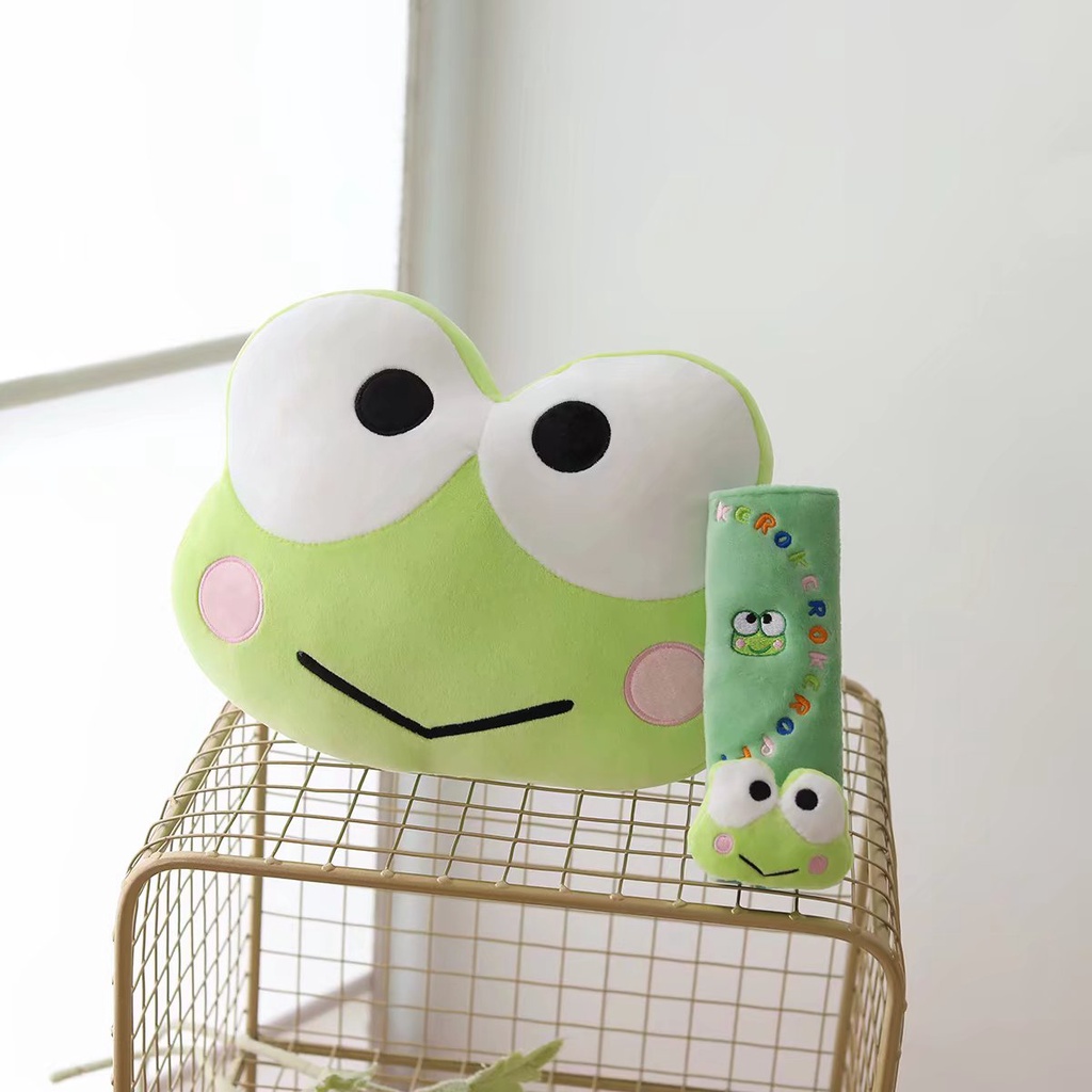 PRETTY】 Cute Keroppi Plush Toy Soft Sanrio Keroppi Frog Plushies Back  Cushion Headrest Birthday Gifts For Girl