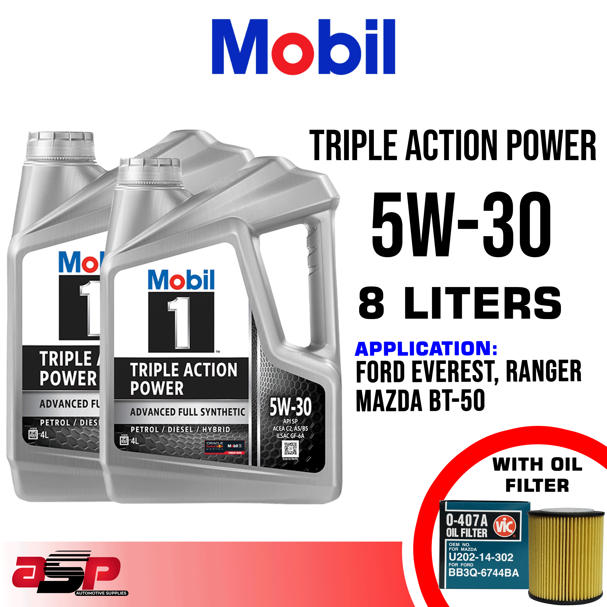 Mobil 1 Triple Action Power 5W‑30 Fully Synthetic 8 Liters for