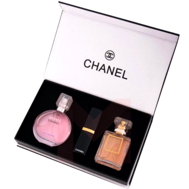 chanel perfume and lipstick gift set