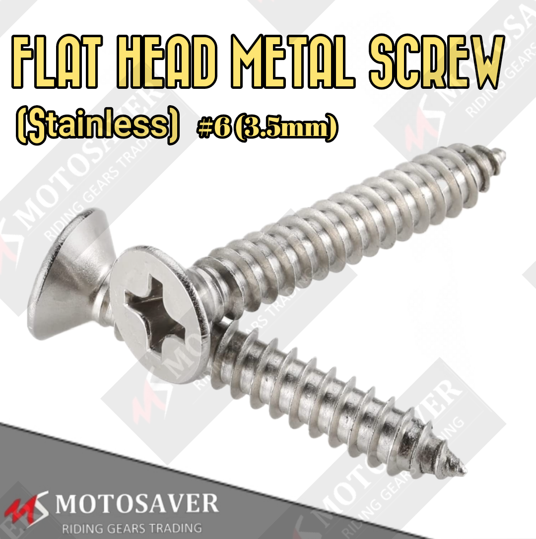 STAINLESS FLAT HEAD METAL SCREW 6 (3.5mm) 50 PCS Lazada PH
