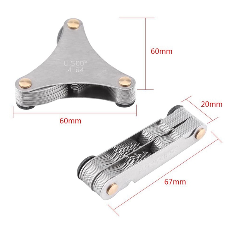 52 Pieces of Thread Pitch Gauge Thread Pitch Measuring Tool Thread Gauge (52 Pieces of Metric + Inch)