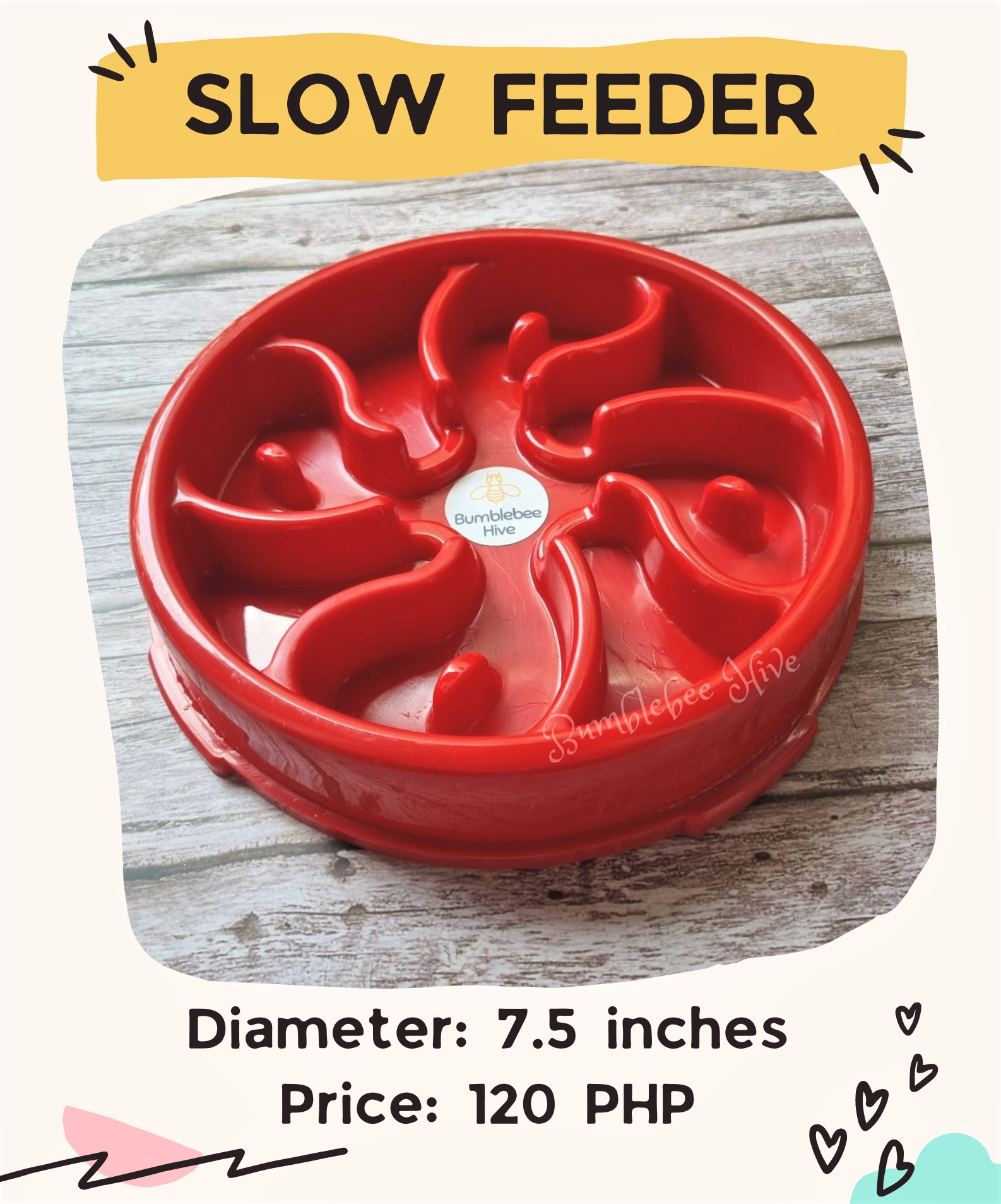 LARGE SLOW FEEDING BOWL FOR PETS RED (7.5 inches diameter) Lazada PH