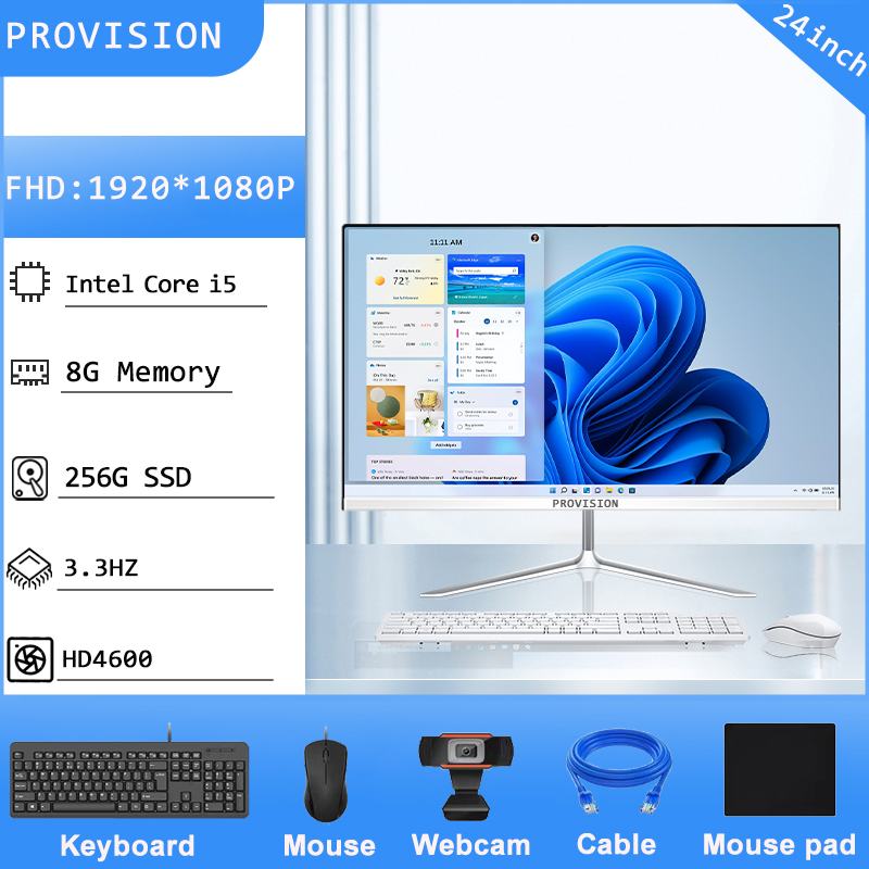 All in One PC Computer Set 24 inch HD IPS Monitor Intel Core i3/i5/i7 ...