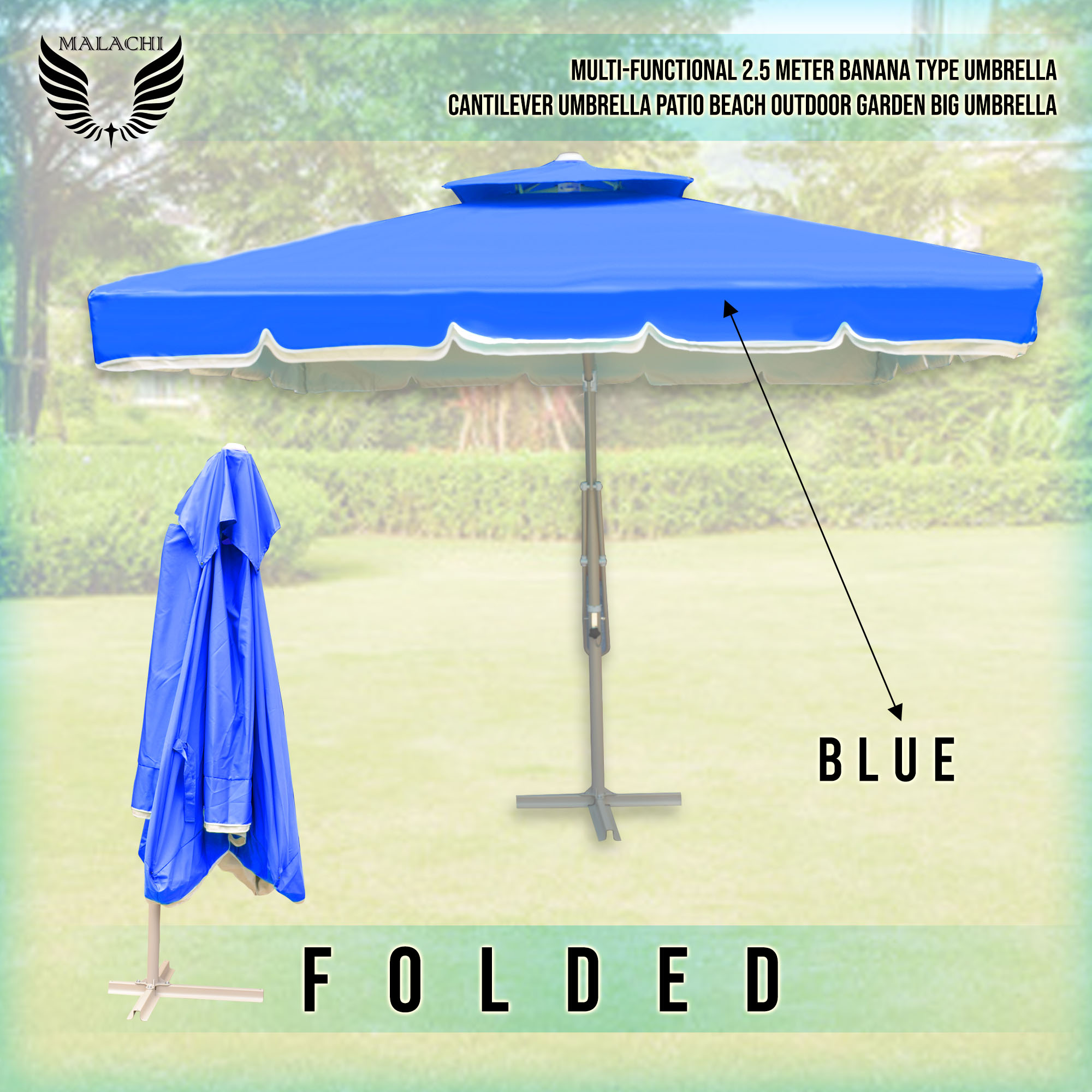 Malachi MultiFunctional Banana Type Umbrella Cantilever Umbrella Patio