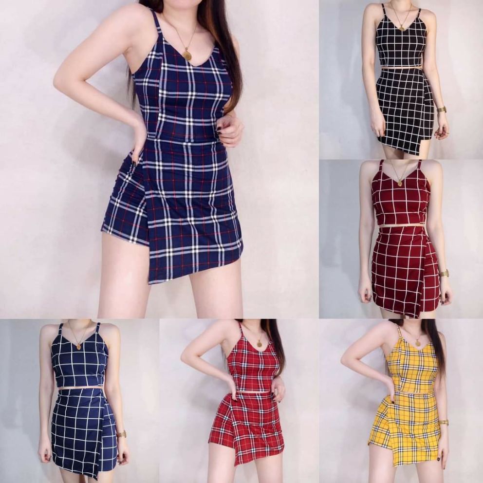 checkered grid skirt
