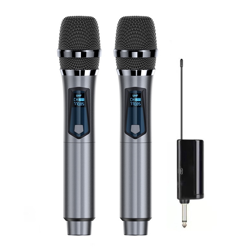 Wireless Microphone Rechargeable UHF Dual Karaoke Mic with Receiver System Set for Singing