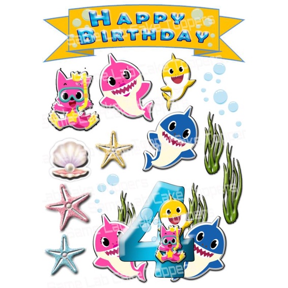 Pack Of 20 Baby Shark Theme Cup Cake Toppers For Birthday ...