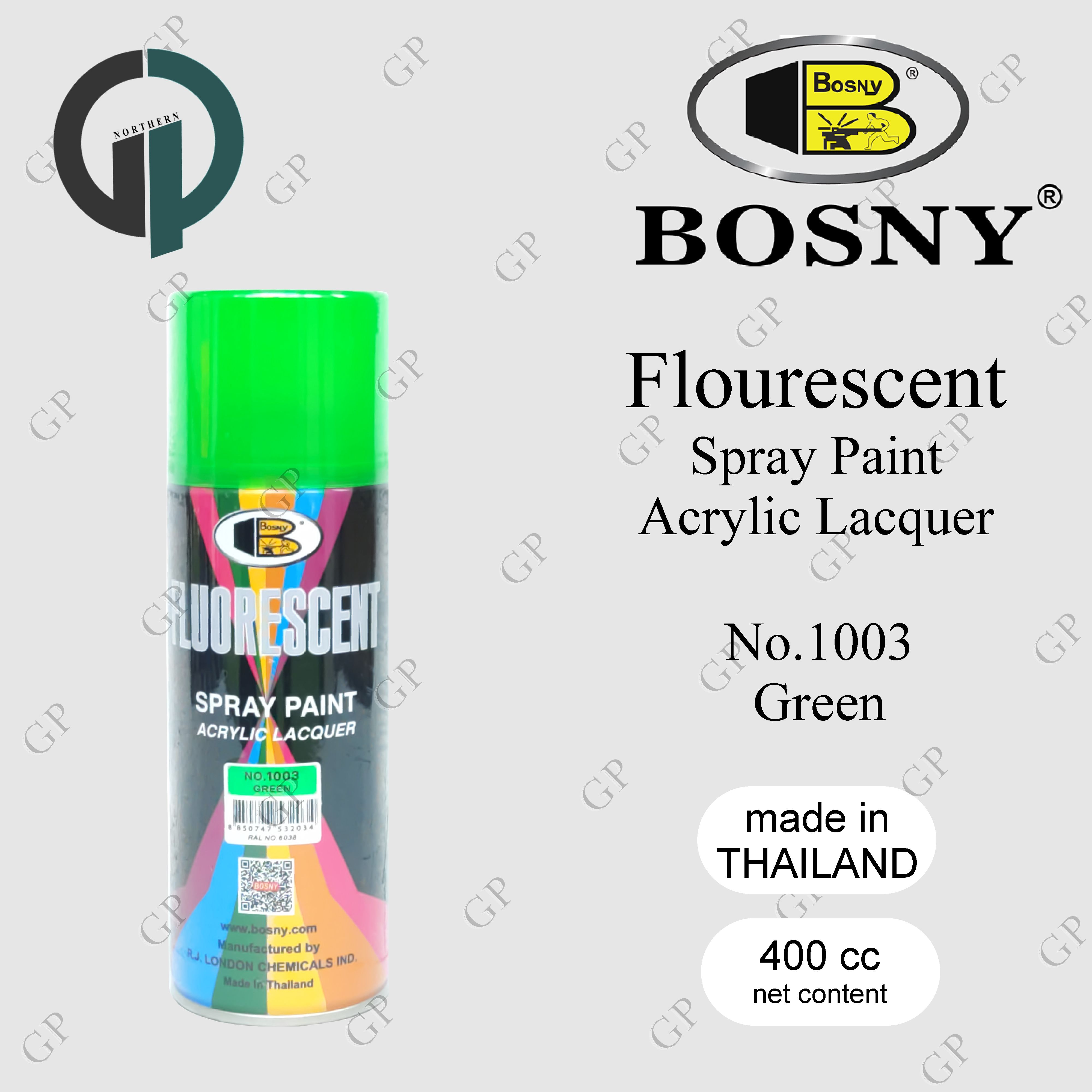 Bosny Spray Paint 1003 Fluorescent GREEN 400ml Made In Thailand