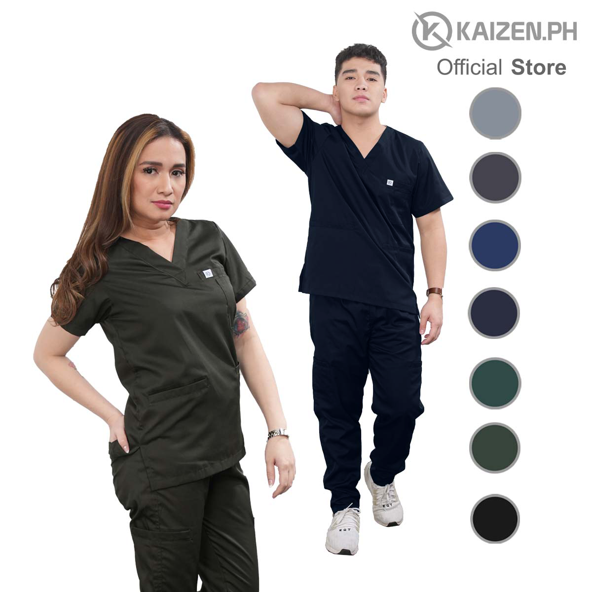 KAIZEN.PH 1st Gen Scrub Suit KSS-25 Pastel Color Edition Kangaroo Pocket  Top, 5-Pocket Jogger Pants