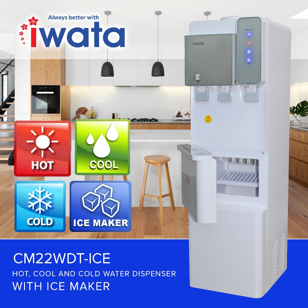 Iwata CM22WDTICE Hot and cold water dispenser with Ice maker Lazada PH