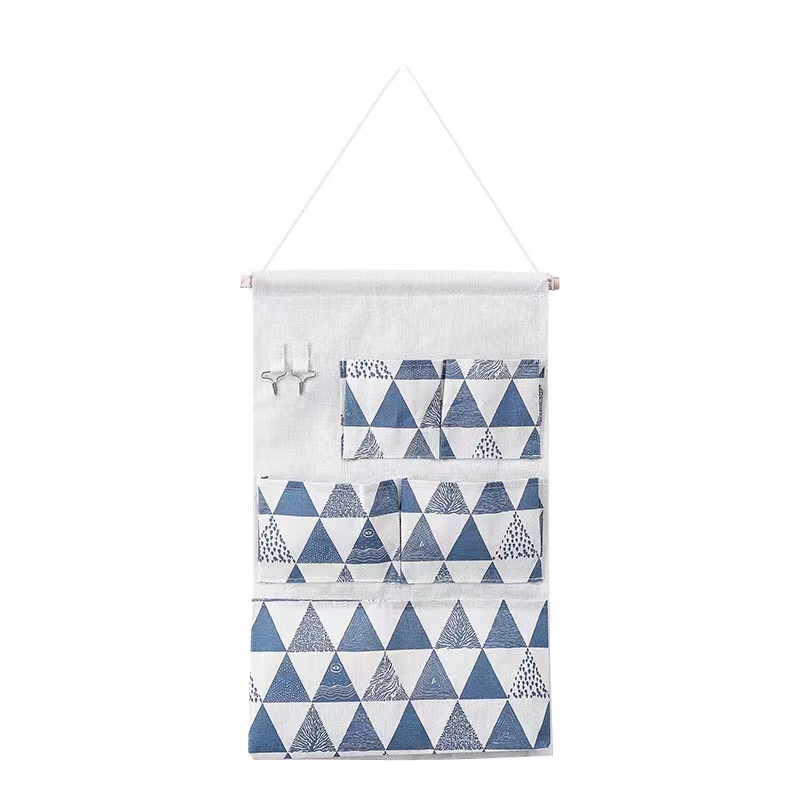 Wall hanging canvas organizer space saving storage linen 5 pockets with