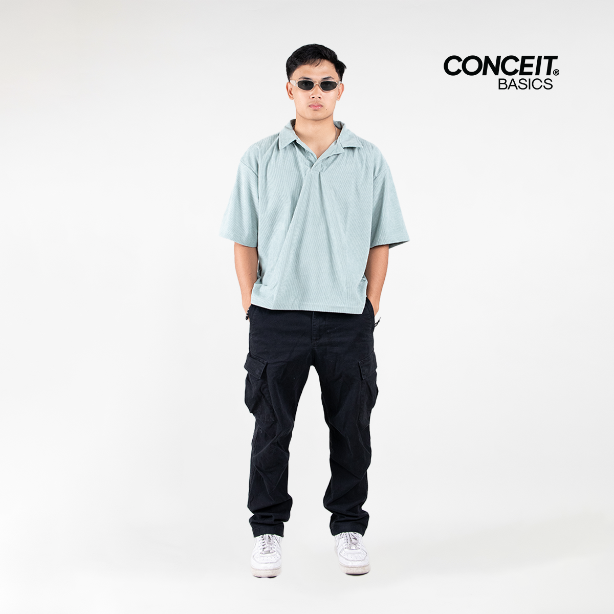 CONCEIT Oversized Boxy Cropped Fit Polo Shirt Mens Polo Cap