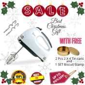 7-Speed Electric Hand Mixer with Rose Gold Tin Can