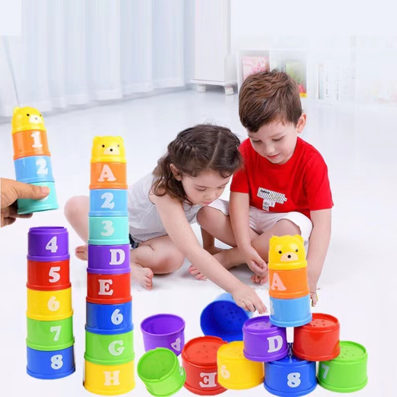 9 PCS Baby Stacking Cups Children's Puzzle Stacking Cup Toys Baby