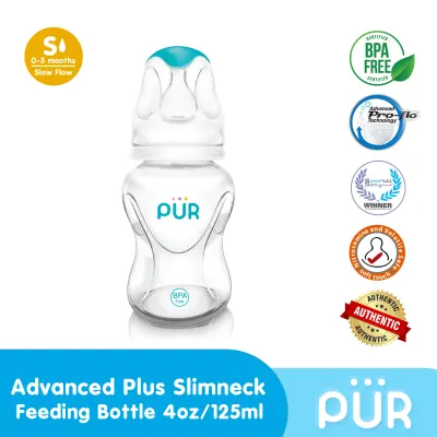 Pur Advanced Plus Slim Neck Feeding Bottle - 4oz / 125ml.