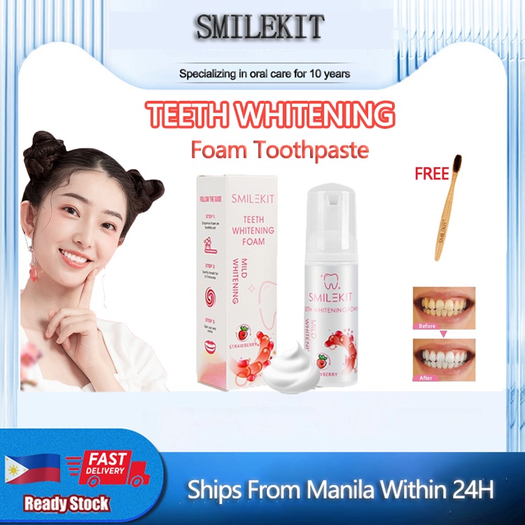 SMILEKIT Mousse Foam Toothpaste Teeth Whitening Toothpaste Teeth ...