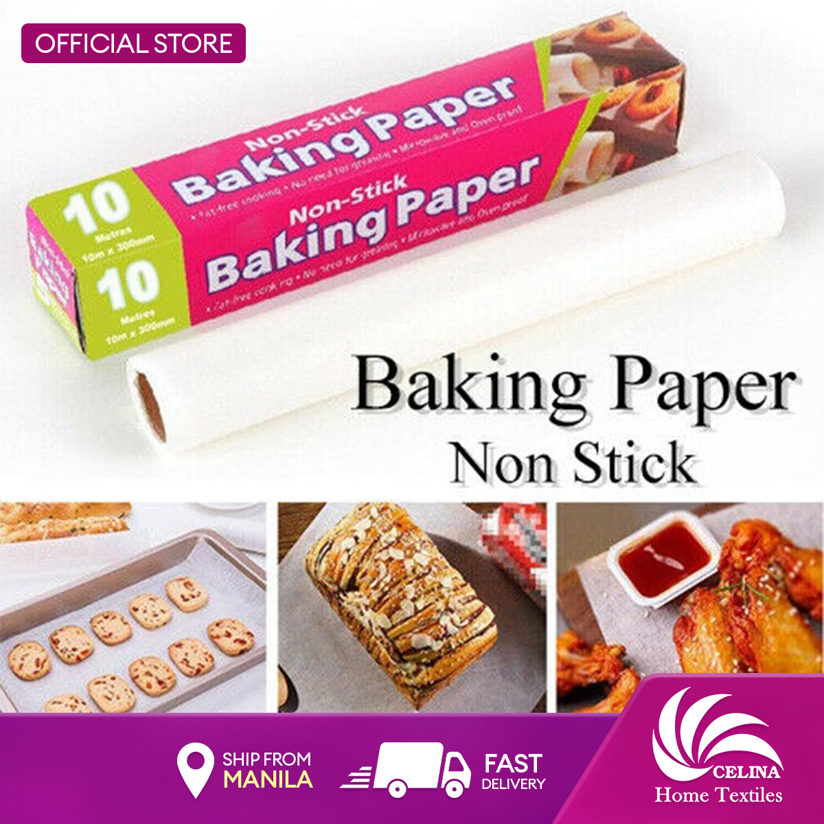 1 Roll 10M Baking Paper, Rectangle Parchment Paper Baking Sheets for Bakery  BBQ Party