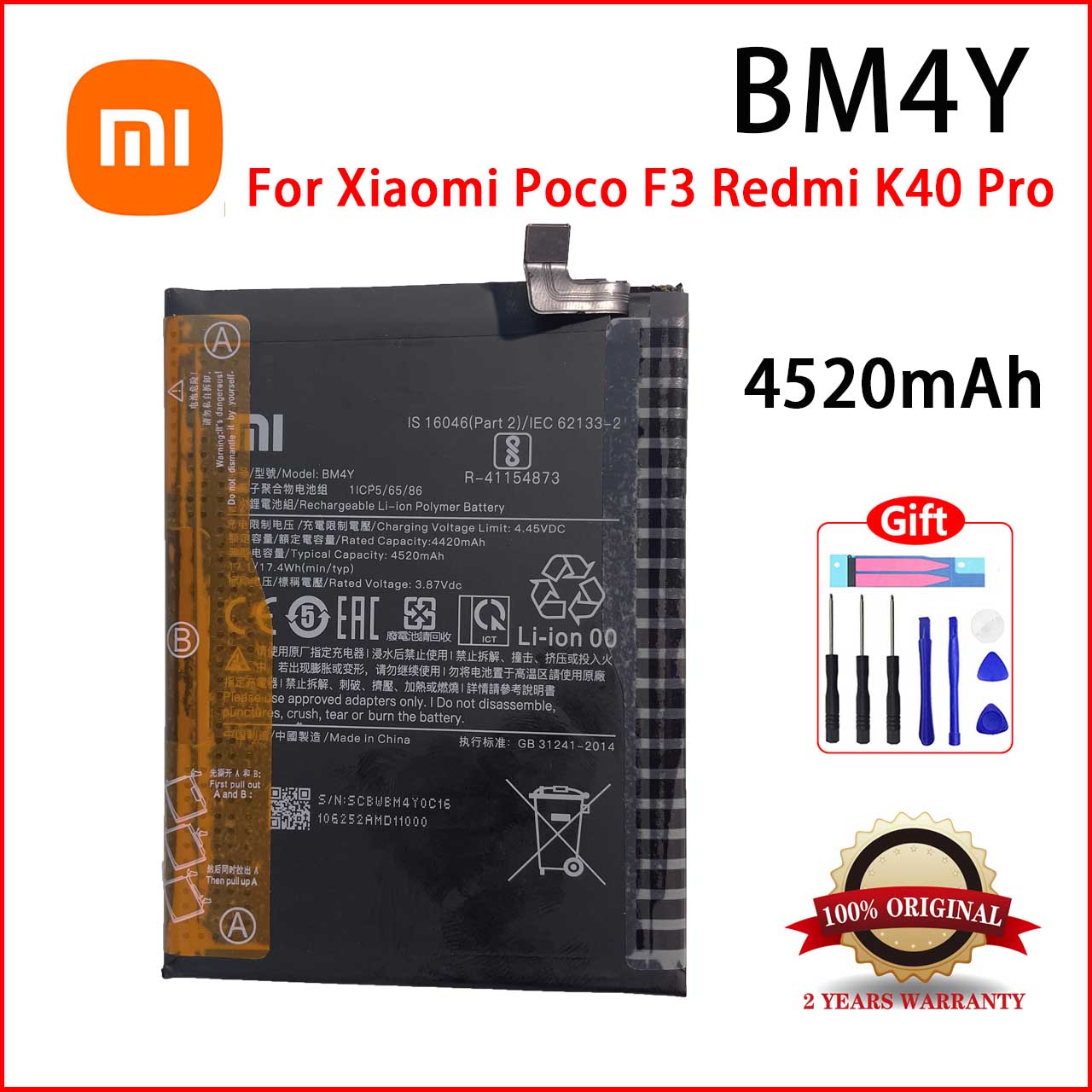 Original XIAOMI BM4Y Battery For Xiaomi Mi 11X /11X Pro /Poco F3 /Redmi ...