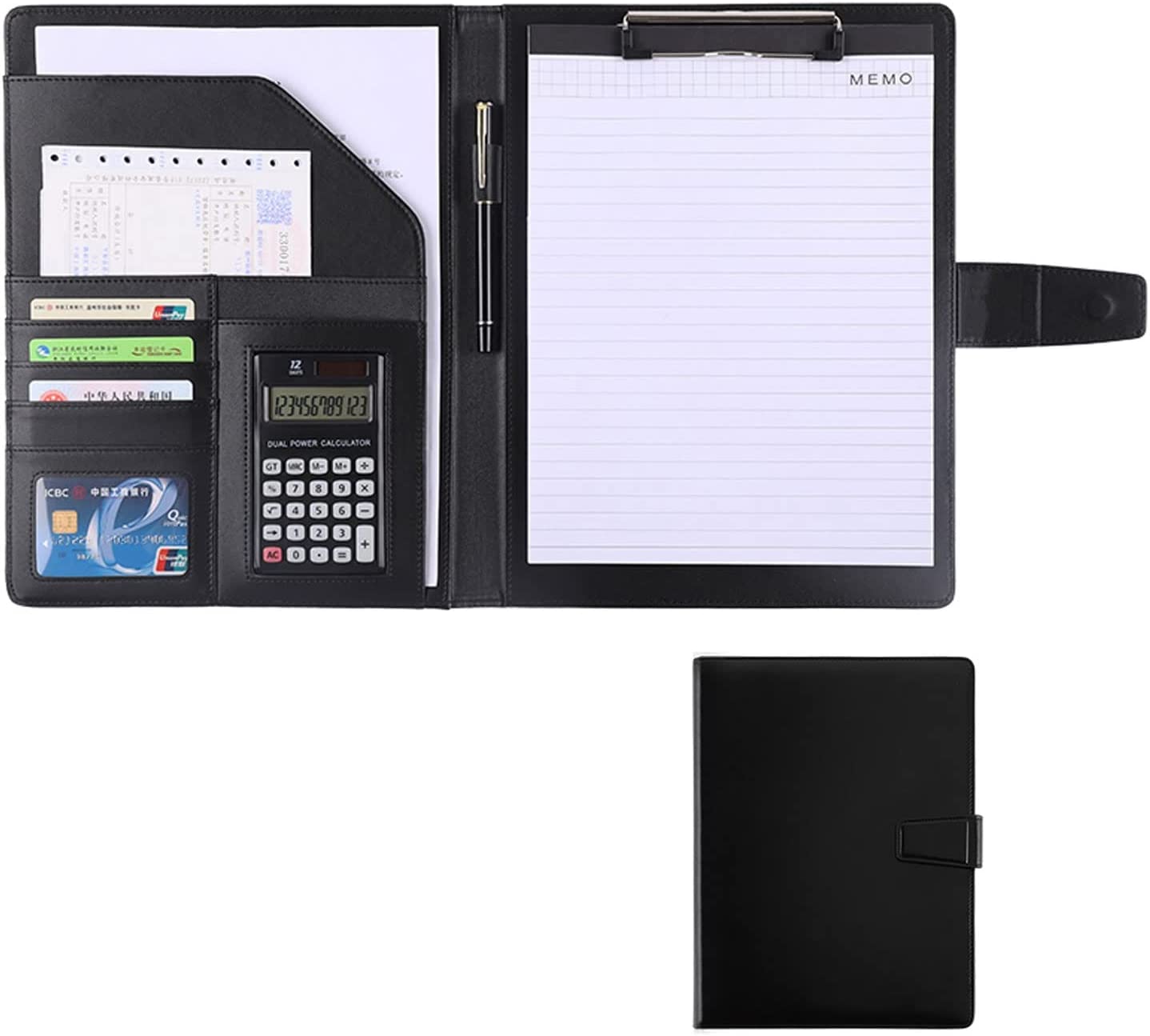 Portfolio Folder with Calculator Faux Leather Padfolio with A4 Size