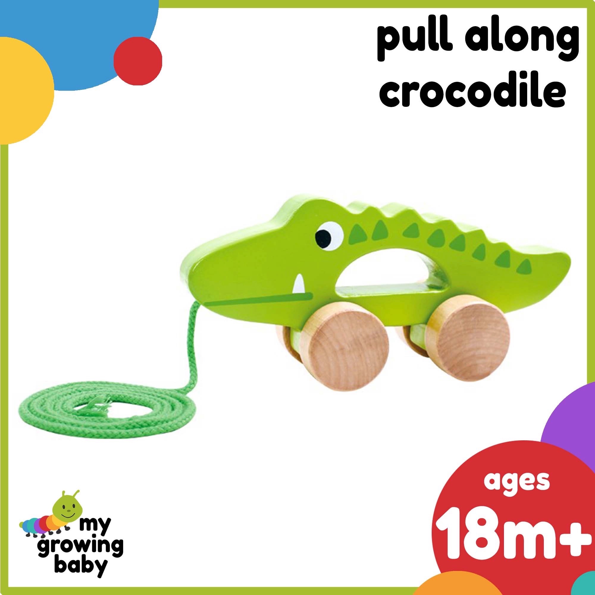 My Growing Baby Wooden Pull Along Crocodile Toy for Toddlers Lazada PH