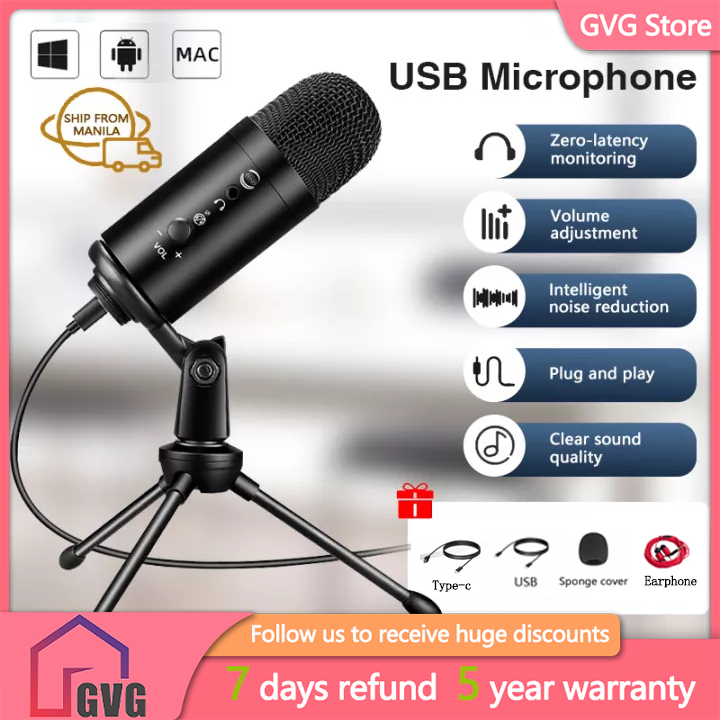 GVG USB Condenser Microphone for Recording Studio Singing Vlogging