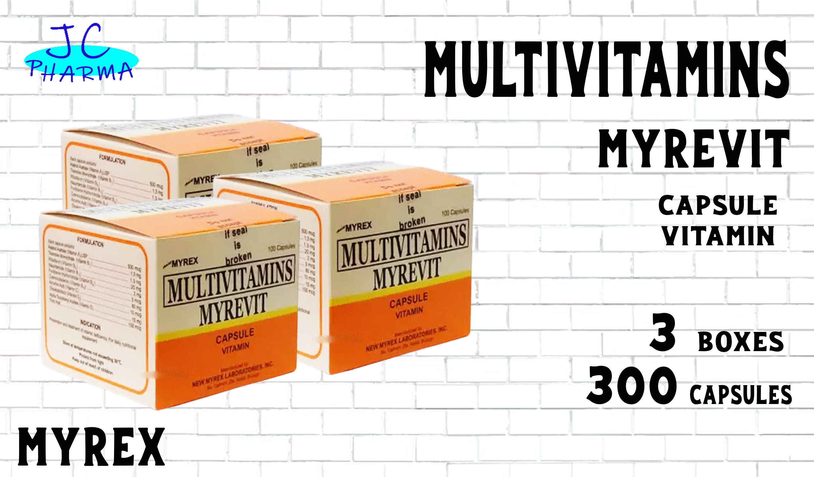 Authentic Myrex Myrevit Multivitamins Capsule Vitamin 3 Boxes/300