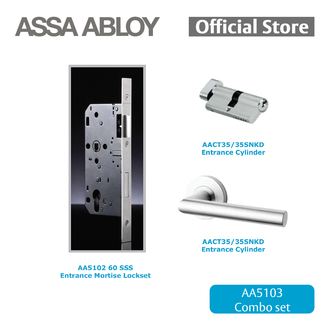 Assa Abloy Entrance Mortise Lockcase + Entrance Cylinder + Handle