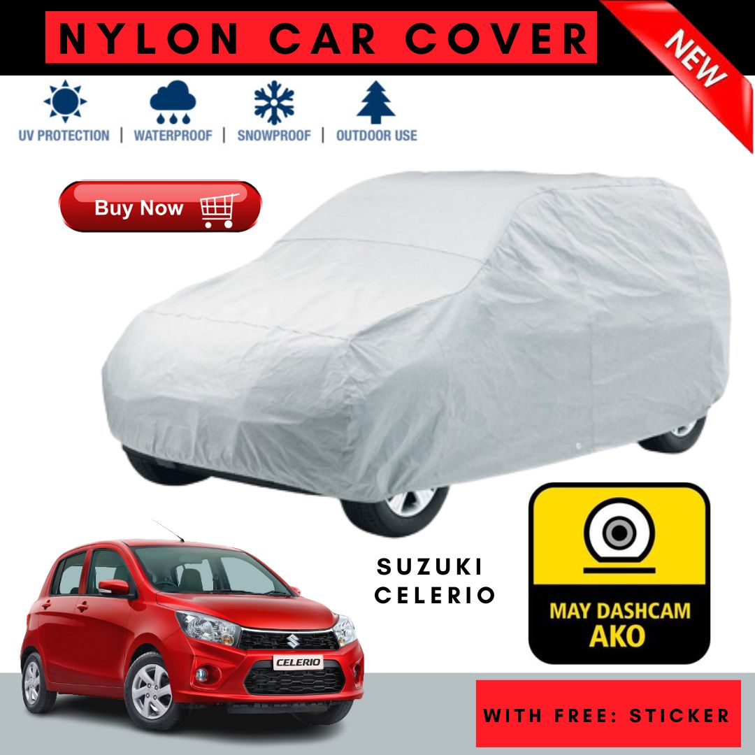 CAR COVER (NYLON) FOR SUZUKI CELERIO WITH STICKER - WATERPROOF AT MATIBAY