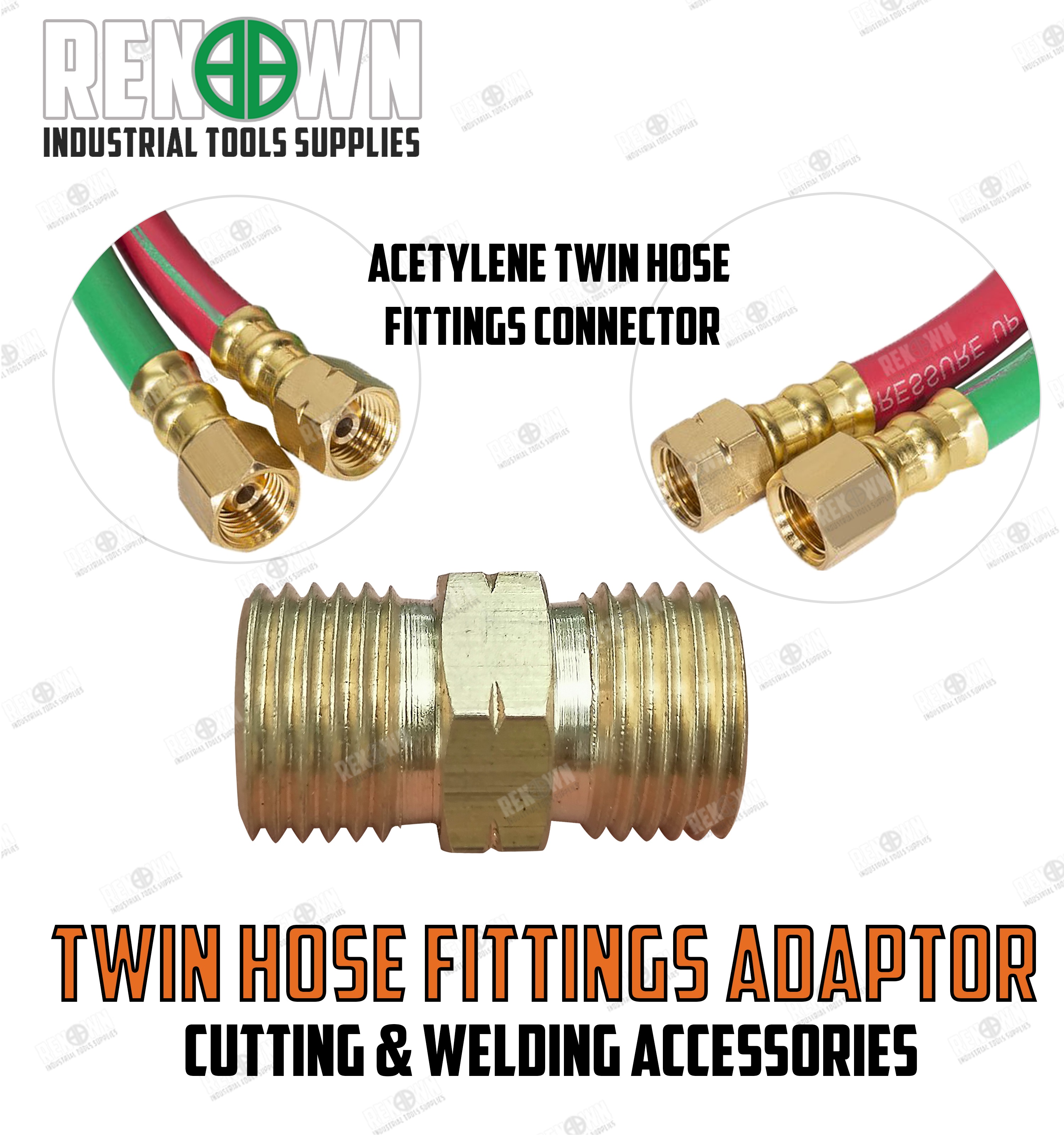 Oxygen / Acetylene Twin hose Fittings Connector / Nipple / Adaptor