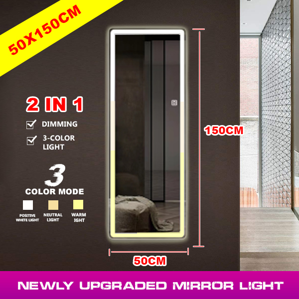 LED Full body Mirror 3 Color Light Adjustable body mirror light Stand Mirror Whole Body Nordic
