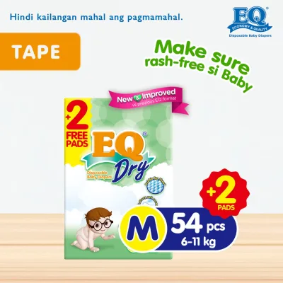 EQ Dry Medium (6-11 kg) - 56 pcs x 1 pack (56 pcs) - Tape Diapers